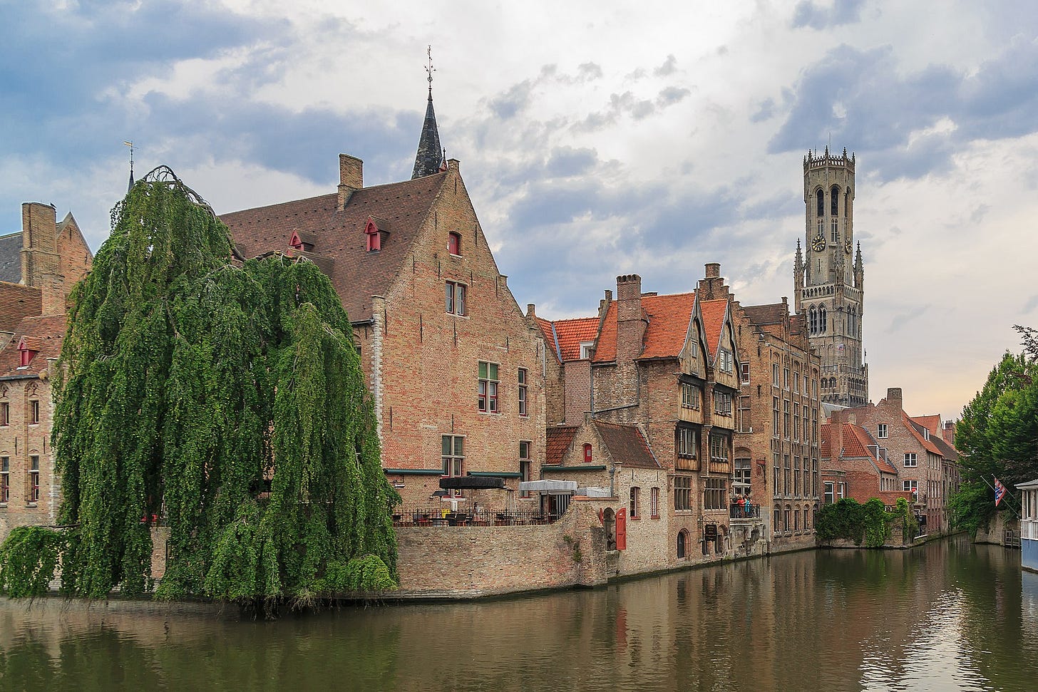 View from the Rozenhoedkaai with the belfry in the background