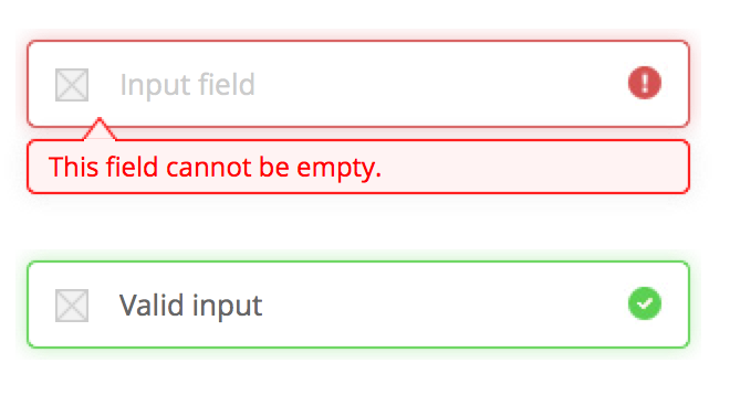 Image showing valid and invalid input fields Image showing valid and invalid input fields