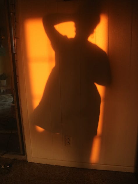 sunflower, woman's silhouette on the wall, a woman in a field of sunflowers
