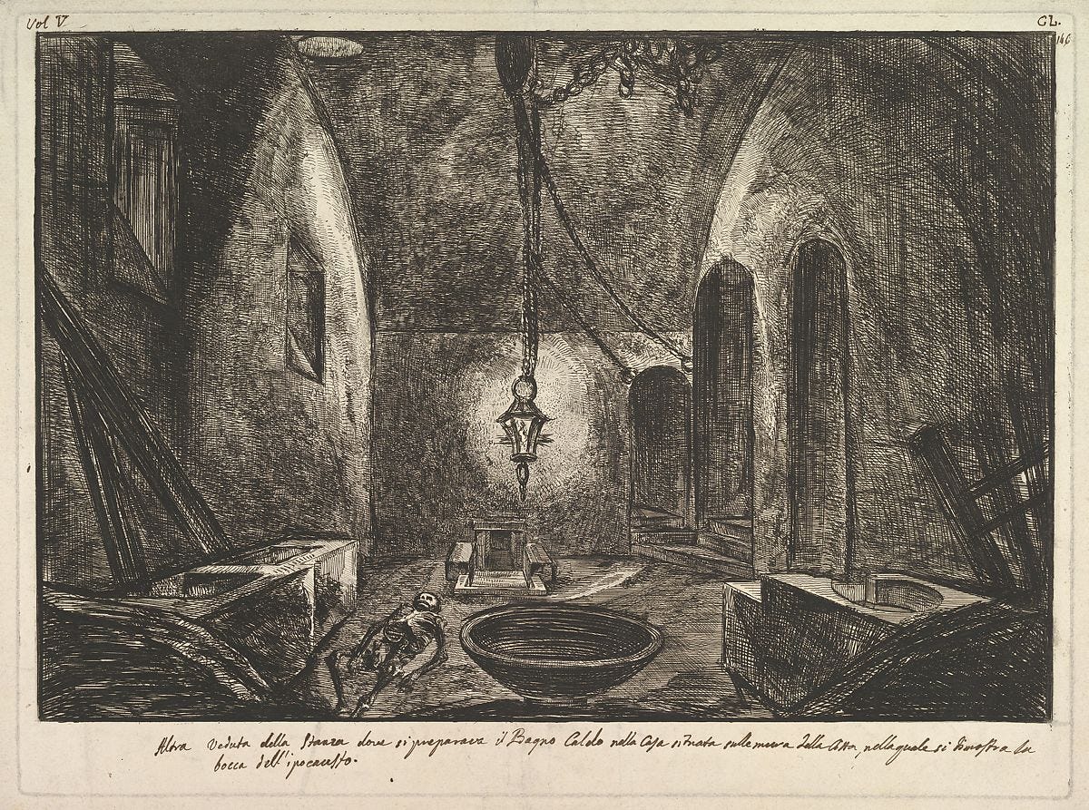 View of Pompeii (Altra veduta della Stanza dove si preparava il Bogno Caldo . . . ), Francesco Piranesi (Italian, Rome 1758–1810 Paris), Etching  View of Pompeii (Altra veduta della Stanza dove si preparava il Bogno Caldo . . . ), Francesco Piranesi (Italian, Rome 1758–1810 Paris), Etching