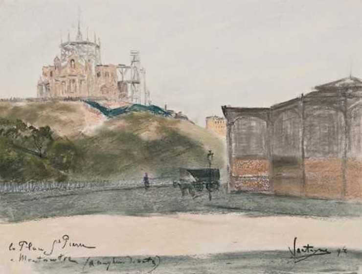 'Gezicht op Montmartre' - gekleurd krijt: Anton van Teijn