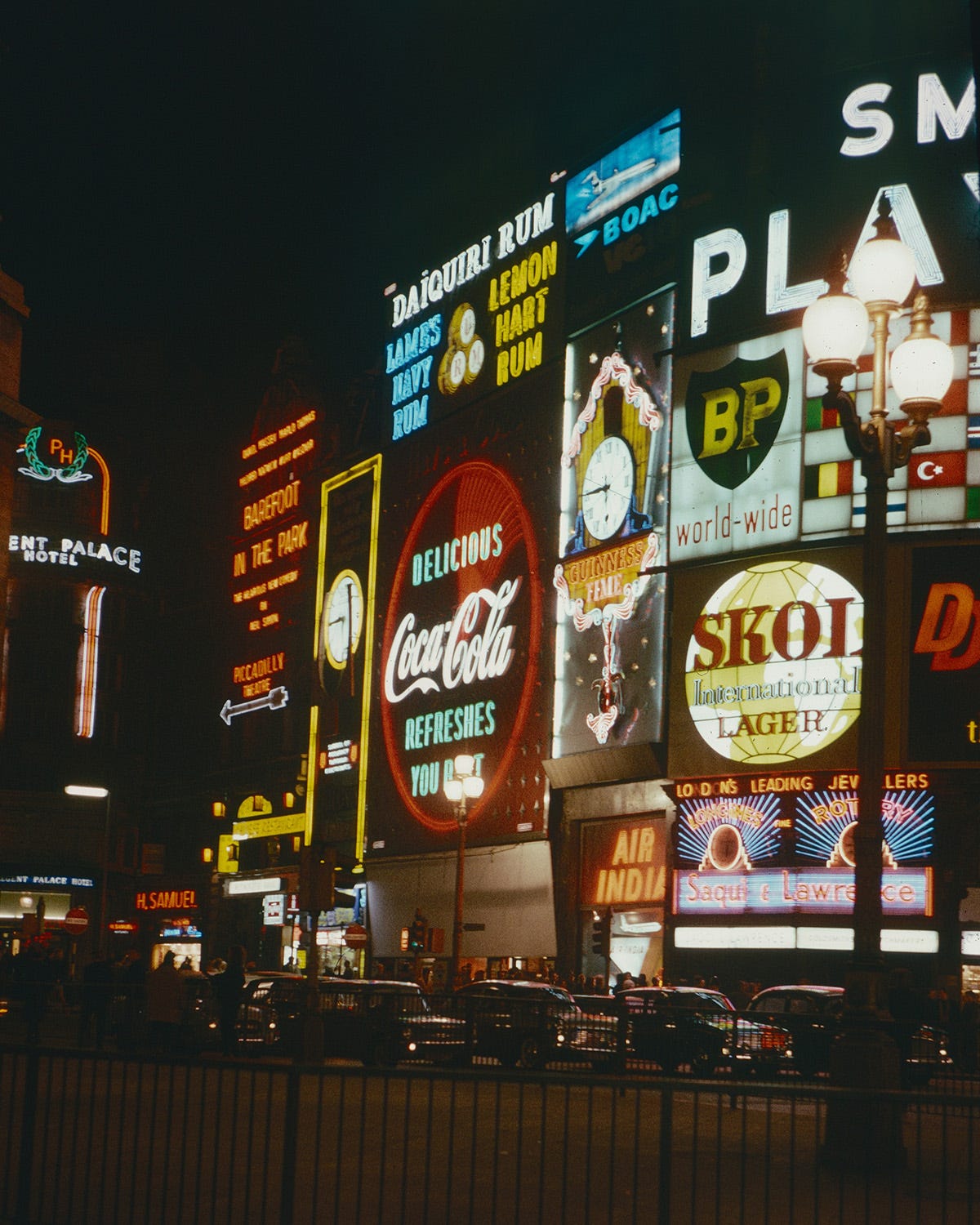 Picadilly Circus neon advertising from the 1990s.