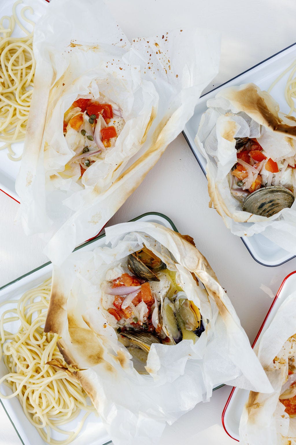 Bucatini with Seafood al Cartoccio