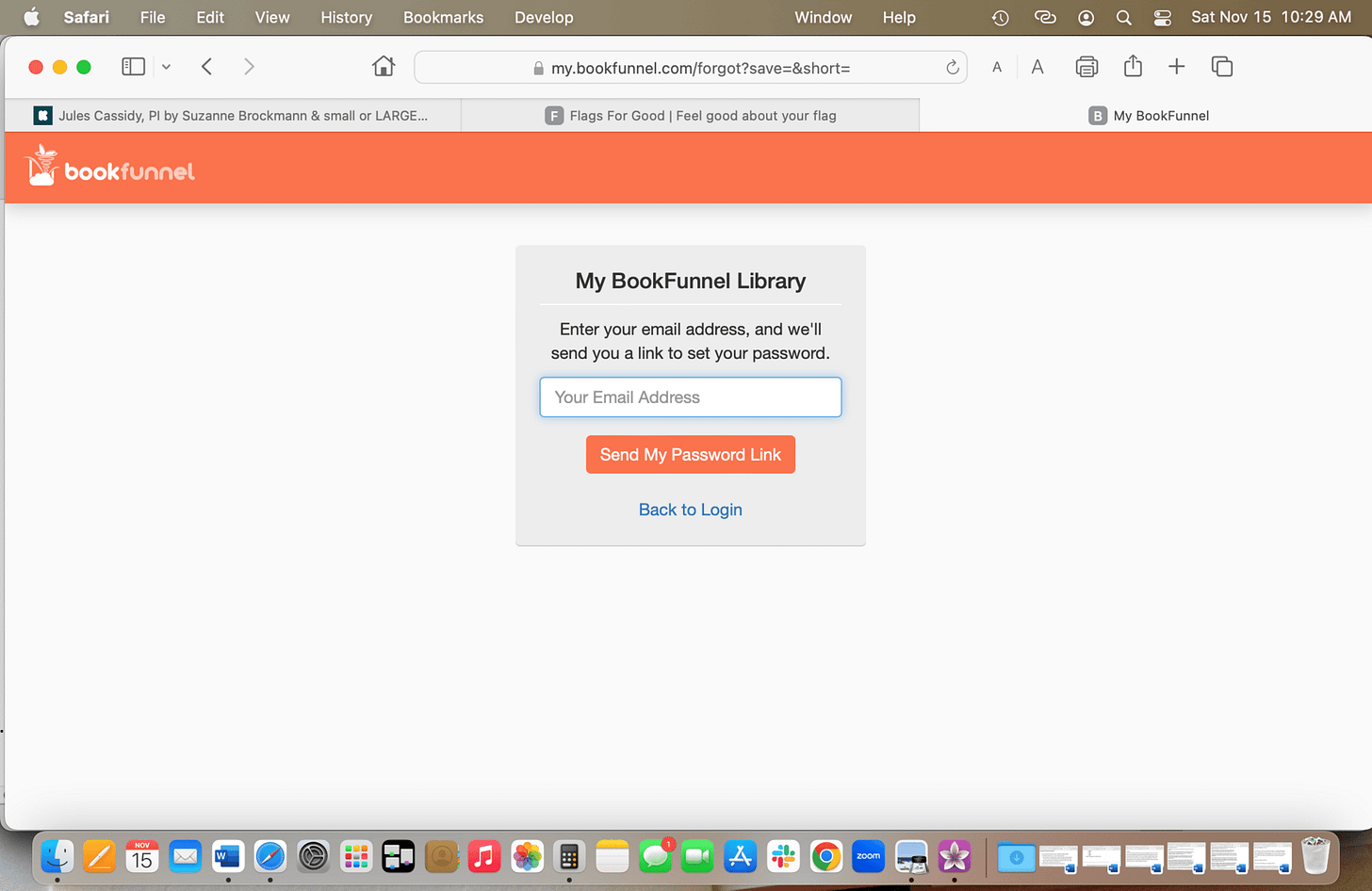 A screenshot of the signup or login page for BookFunnel