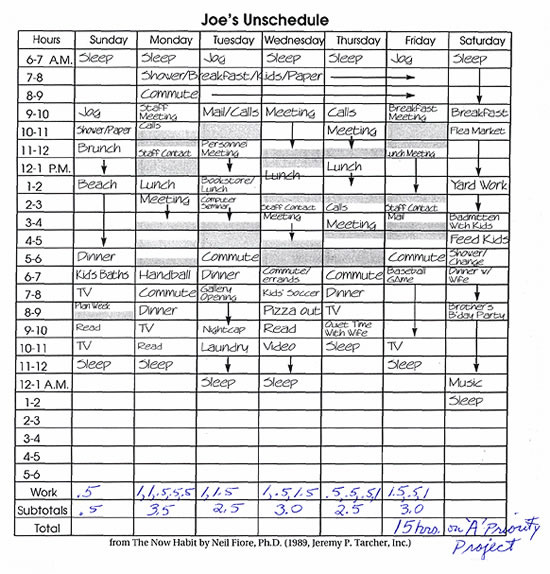 Joe's Unschedule