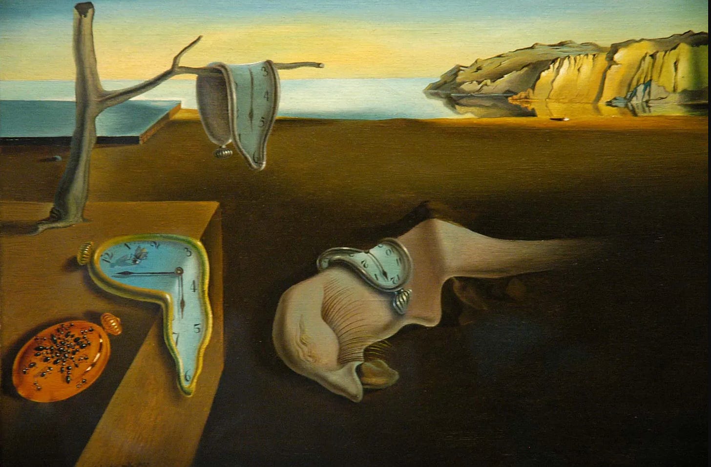 La persistencia de la memoria, a Dalí painting famous for its melting clocks La persistencia de la memoria, a Dalí painting famous for its melting clocks