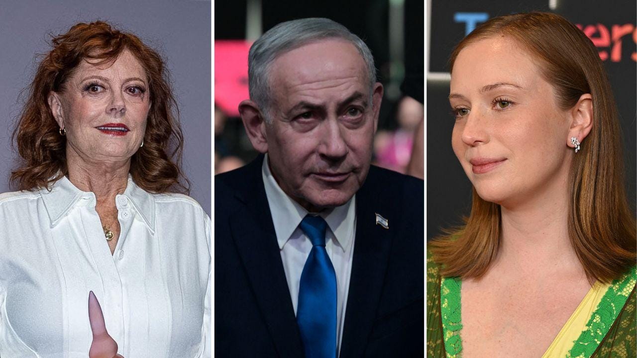 Photo os Susan Sarandon, Benjamin Netanyahu and Hannah Einbinder Photo os Susan Sarandon, Benjamin Netanyahu and Hannah Einbinder