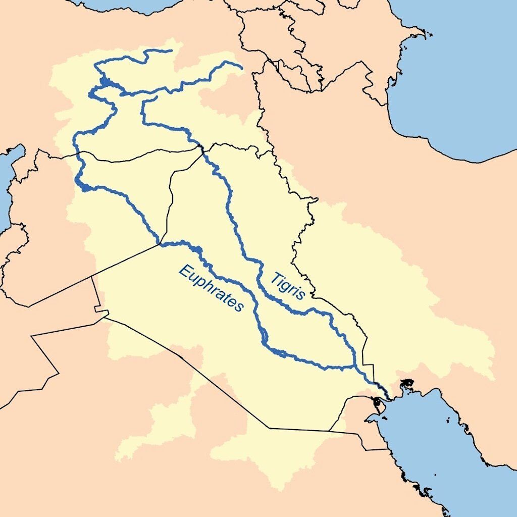 A map of the Tigris and Euphrates Rivers based on USGS data. A map of the Tigris and Euphrates Rivers based on USGS data.