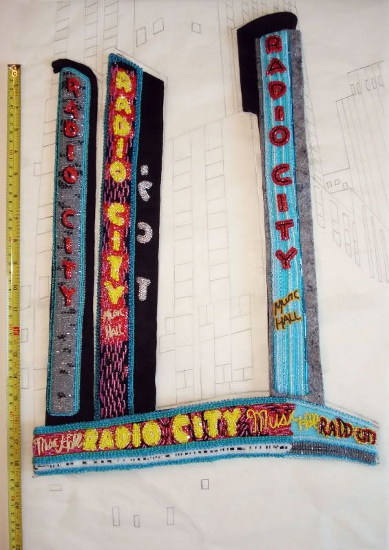 Beaded Radio City Music Hall NYC bead embroidery painting