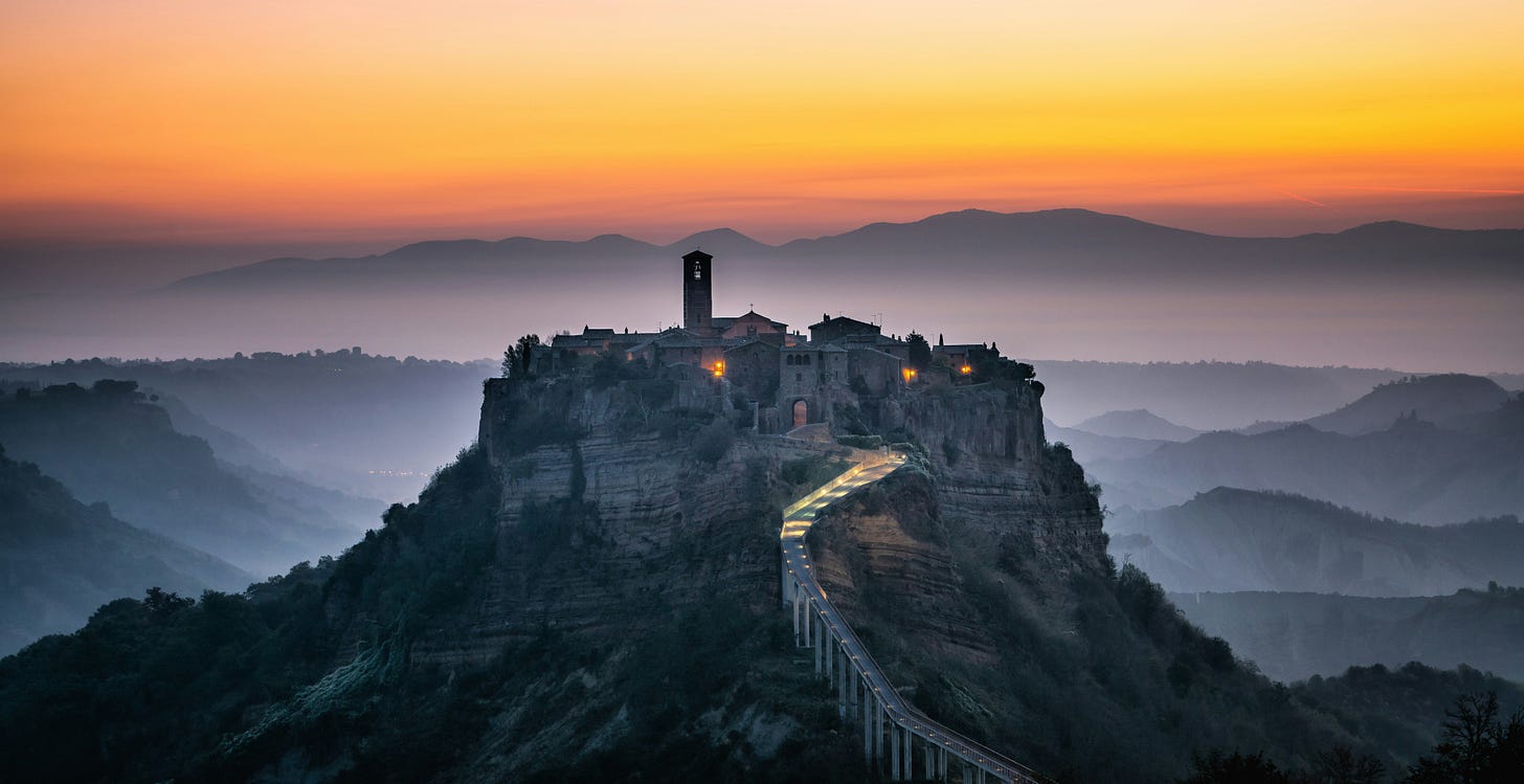 A castle at sunset