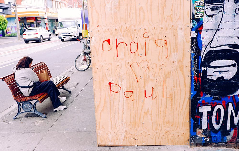 a wall in prahran. graffiti says "Craig loves Paul"