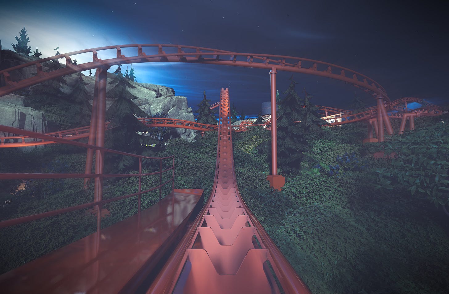 Werewolf Gorge coaster track at Six Flags Werewolf Gorge coaster track at Six Flags