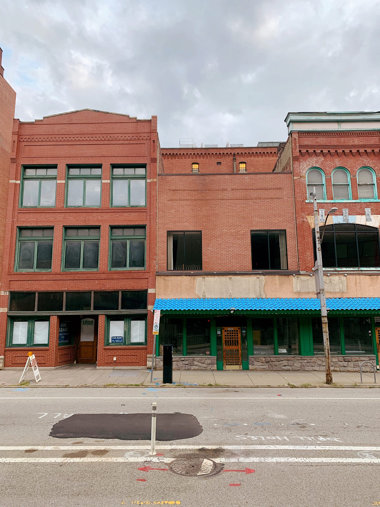 3-story brick buildings