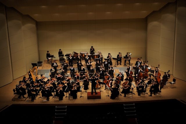 Orchestra playing on stage