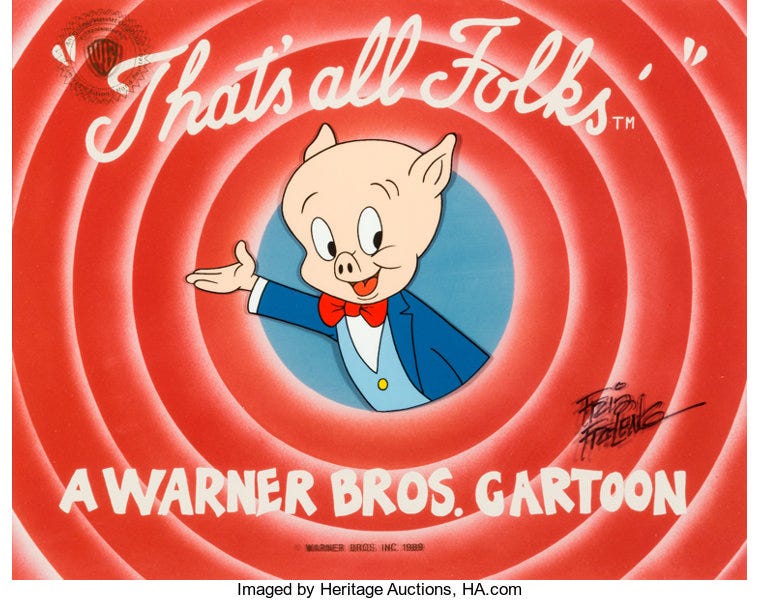 That's All Folks" Porky Pig Limited Edition Cel Signed by Friz | Lot #99425  | Heritage Auctions