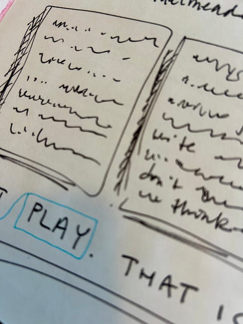 Photos of the journal of Karen Bussen, with magazine clippings, water color tries and notes