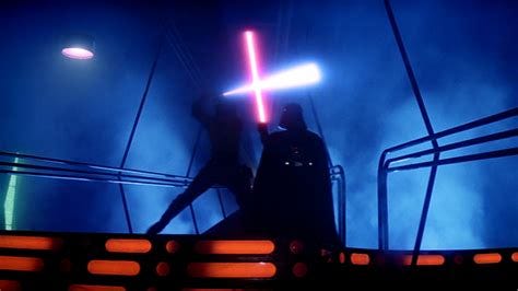 Luke and Darth fight.