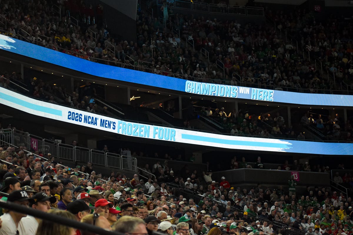 A crowd shot of a near-capacity arena during the 2026 Frozen Four