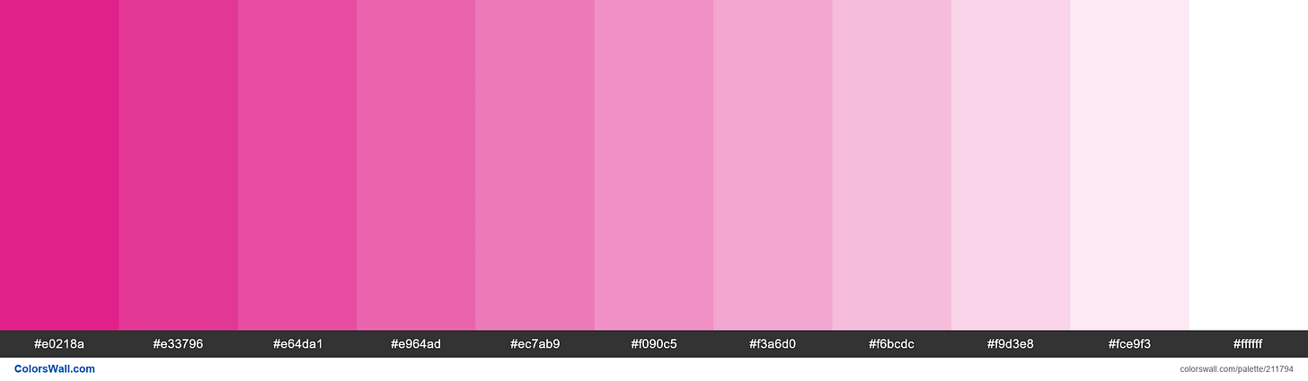 Barbie Pink (Pantone) paleta de colores - ColorsWall Barbie Pink (Pantone) paleta de colores - ColorsWall