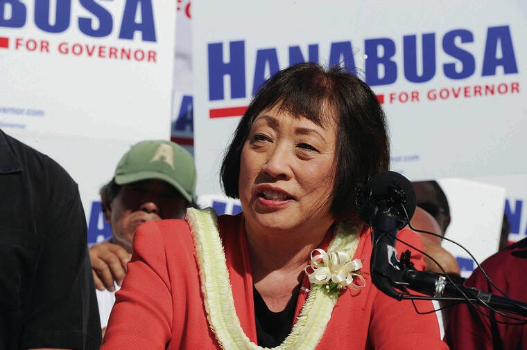 STAR-ADVERTISER / JAN. 8, 2018
                                U.S. Rep. Colleen Hanabusa formally announces she is running for governor during a gathering on the east lawn of the State Capitol building with dozens of her supporters in 2018.