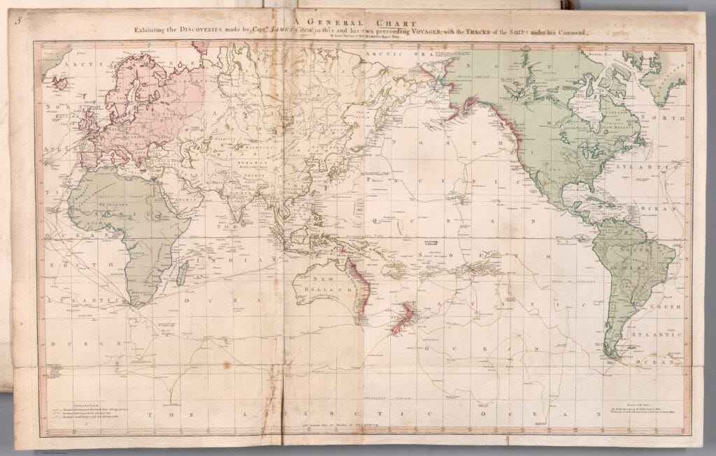 Mapa de los viajes de James Cook (1794) Mapa de los viajes de James Cook (1794)