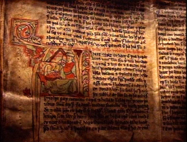 Detail of a miniature from a 13th-century Icelandic manuscript.