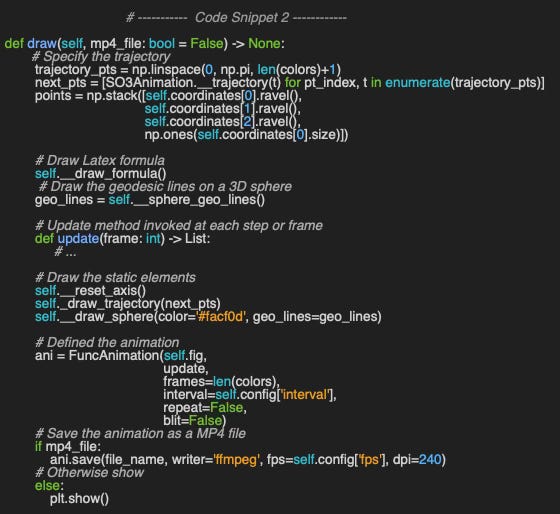 Implementation of the draw method for the animation of SE3 Lie group using Matplotlib Implementation of the draw method for the animation of SE3 Lie group using Matplotlib
