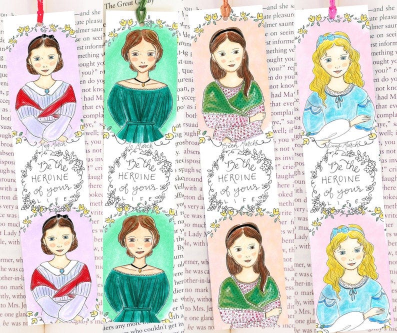 Little Women bookmark - Choose Meg, Jo, Beth, or Amy - Louisa May Alcott - reader gift - book club gift - Sister Gift image 1