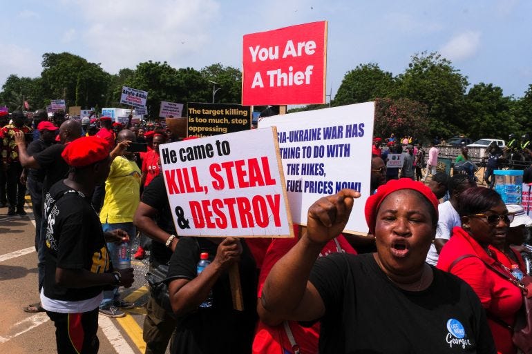 Ghanaians march in the streets over recent economic hardships Ghanaians march in the streets over recent economic hardships