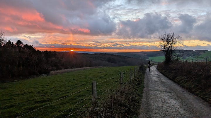 Enjoying some company on the few miles of the South Downs and Sunset around Cocking.