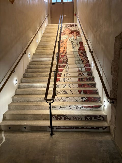 Alphonse Mucha mural at Ruinart