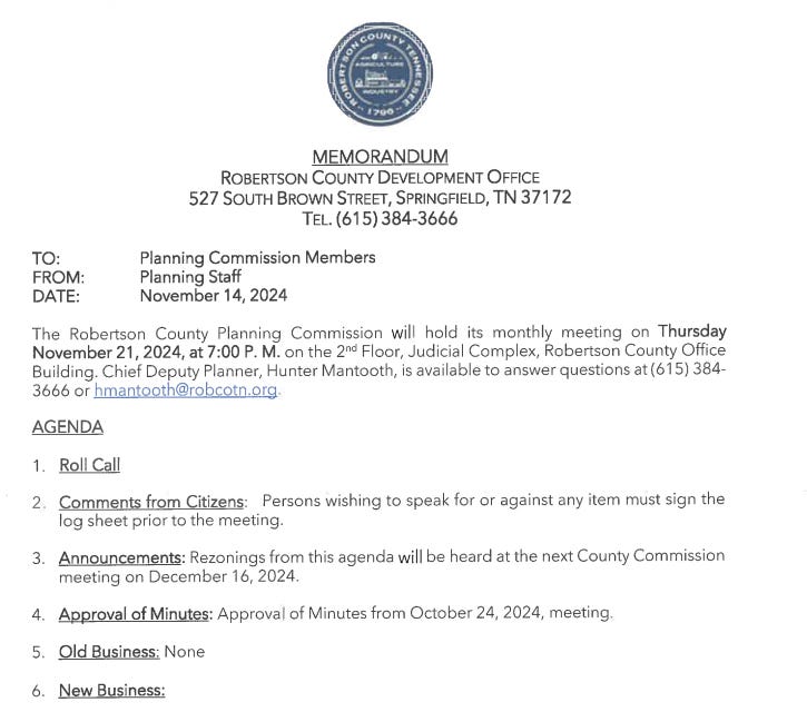Robertson County Planning Meeting