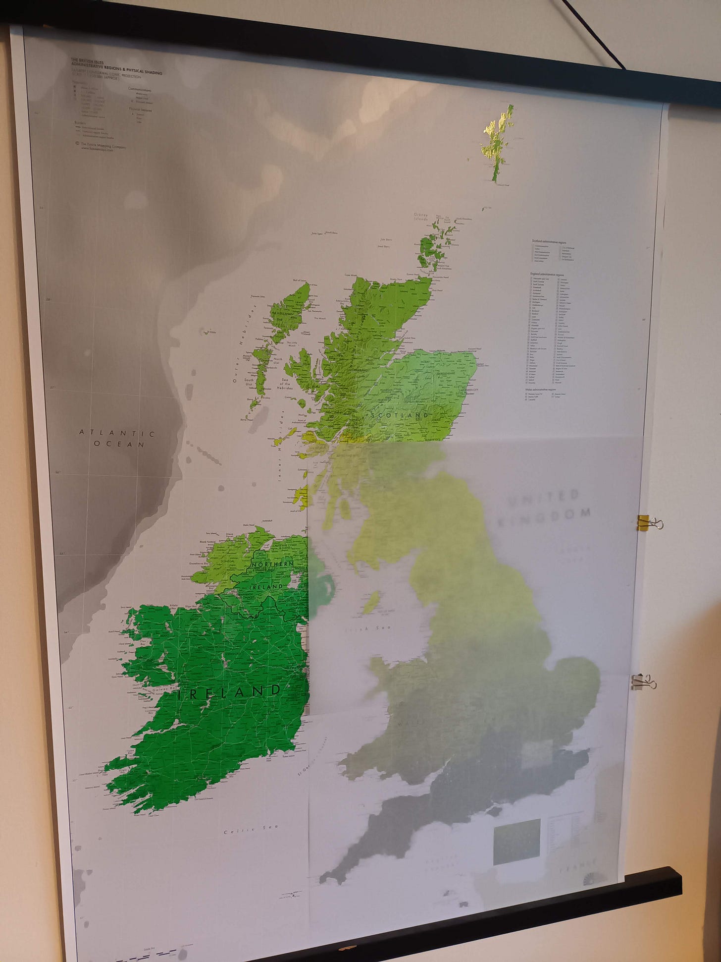 UK map with colour gradient from bright green to darker