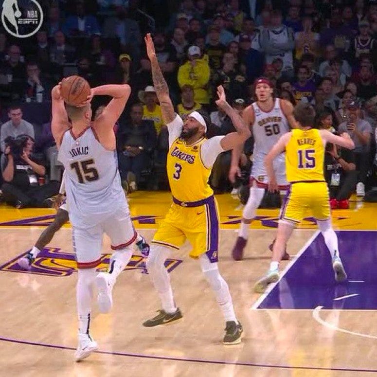 ClutchPoints on X: "Nikola Jokic made this insane fadeaway shot at the  shot-clock buzzer TWICE over LeBron James and Anthony Davis in a game the  Nuggets won by just 2. https://t.co/X6eR5PKjlE" /