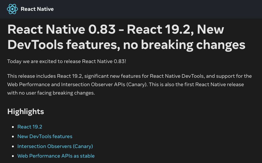 React Native 0.83 React Native 0.83