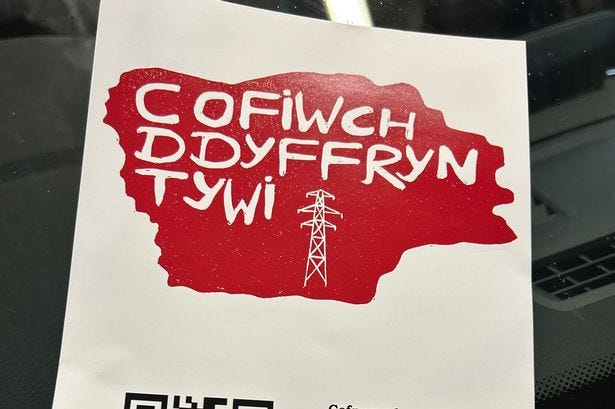 Anti-pylon leaflets evoking Tryweryn left on cars at the Urdd Eisteddfod