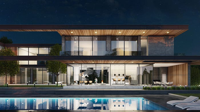 Horizontal House Exterior Scene- with furniture 3D model