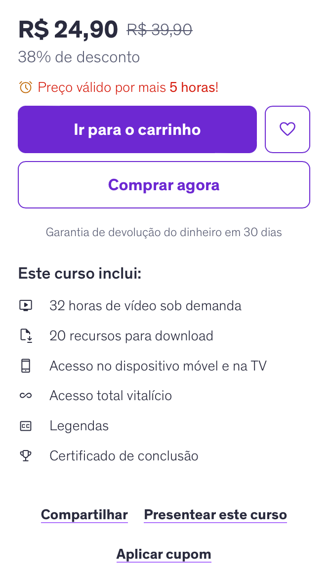 Interface de plataforma de cursos online Interface de plataforma de cursos online