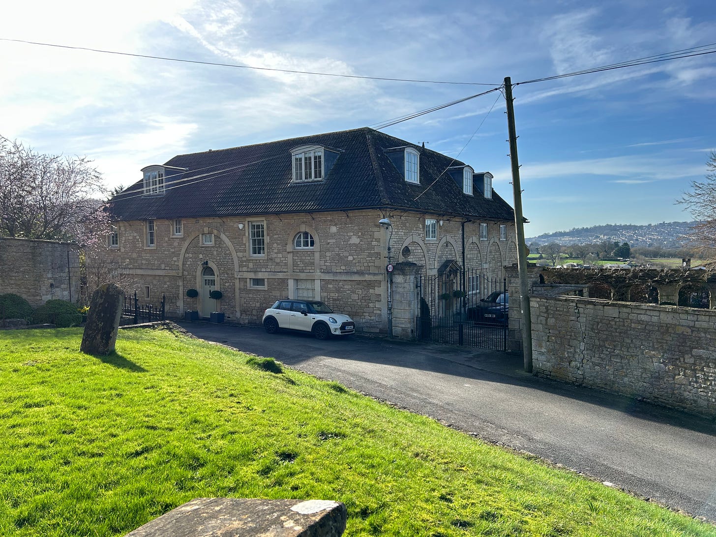 The former coach house clearly shows the outline of the old coaching entrance. It has been renamed Bathford House. The former coach house clearly shows the outline of the old coaching entrance. It has been renamed Bathford House.