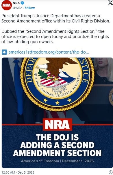 Department of Justice (DOJ) Creates ‘Second Amendment Office’ in Civil ...