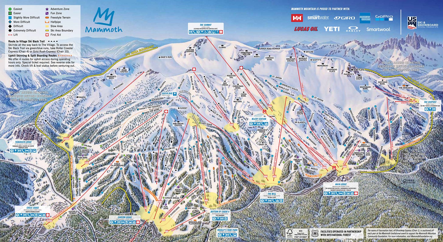 Winter Trail Map - Mammoth Mountain Ski Area