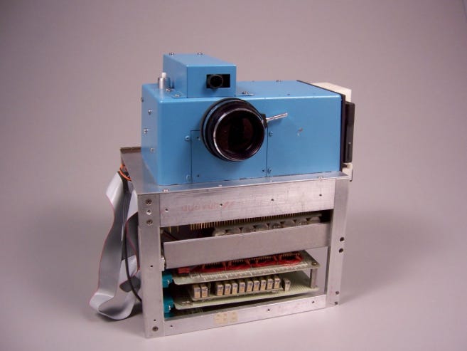 The first digital still camera constructed at Kodak Labs in 1975
