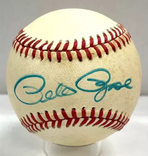 Pete Rose Signed Official American League Baseball Beckett Reds HOF