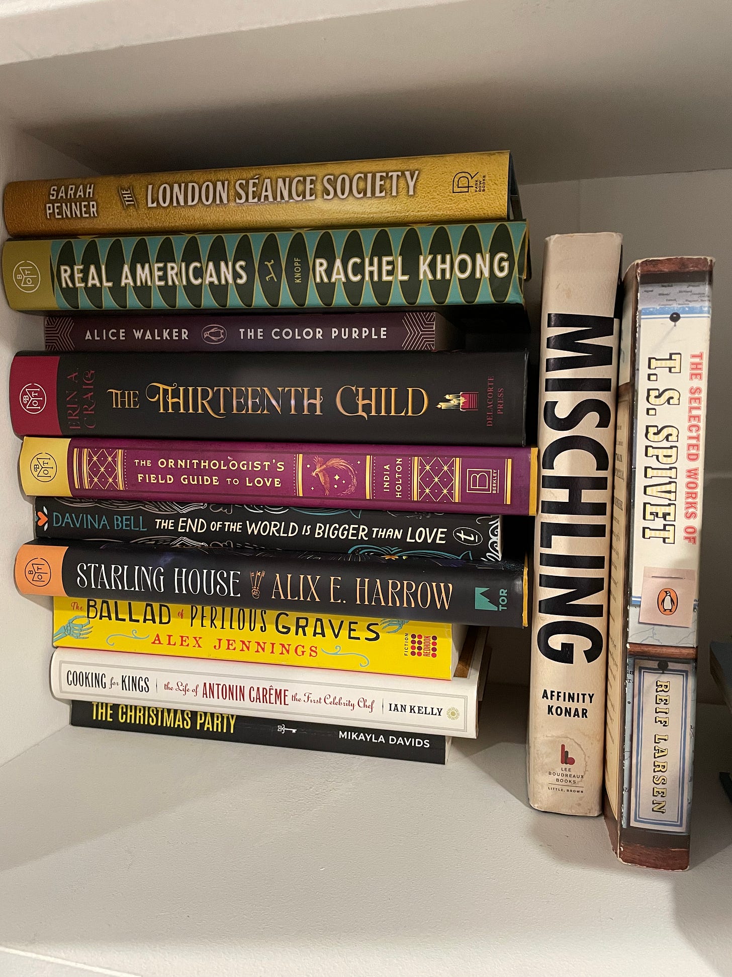 A stack of books on a shelf