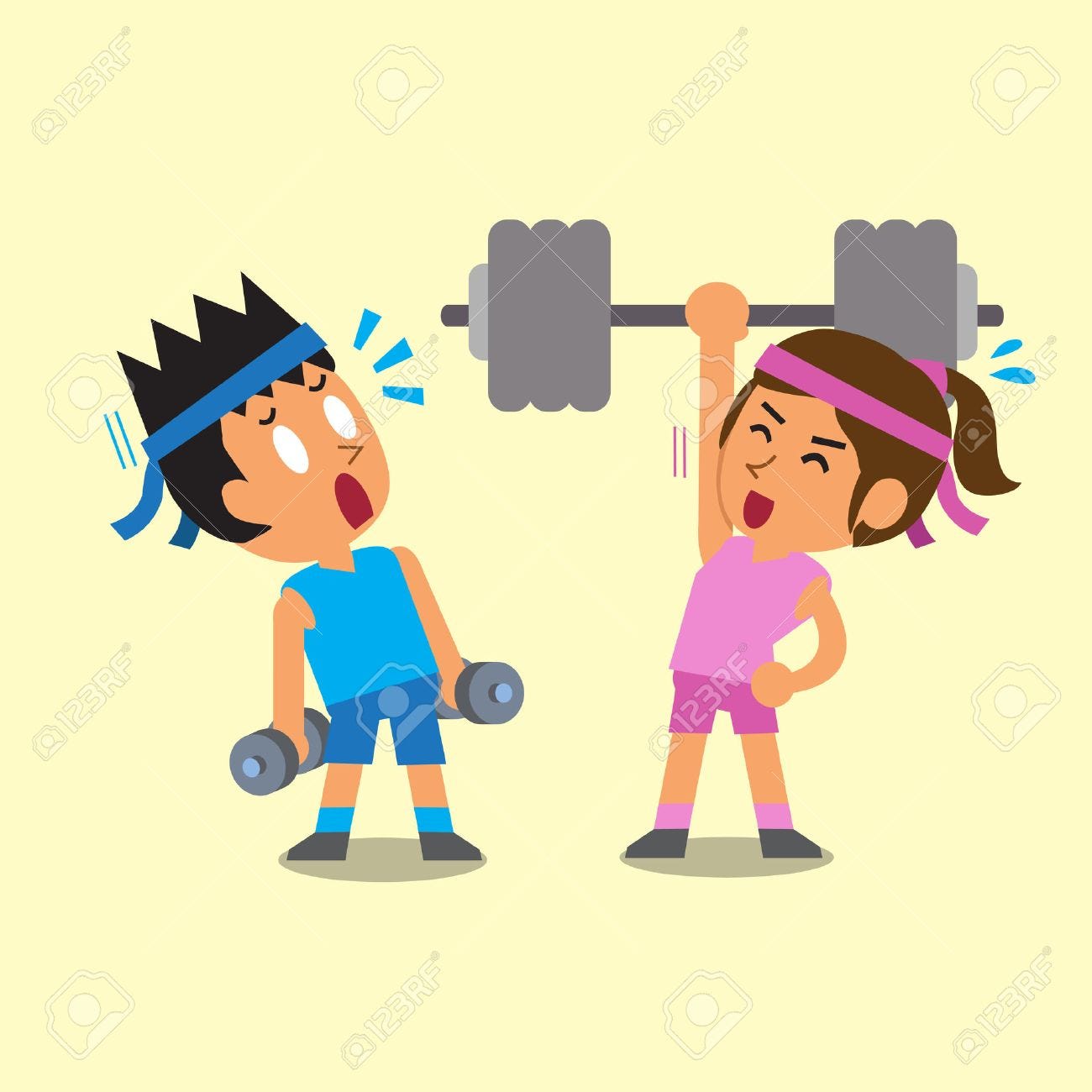 Cartoon Man And Woman Doing Weight Training Royalty Free SVG, Cliparts,  Vectors, and Stock Illustration. Image 48757965.