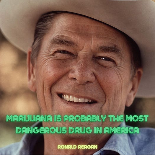 Ronald Reagan and the quote: Marijuana is probably the most dangerous drug in America Ronald Reagan and the quote: Marijuana is probably the most dangerous drug in America