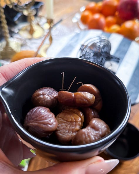 Photos of pomegranate, juniper, rosemary, chestnuts, Pine needles, blood oranges, sliced open and mulled wine simmering