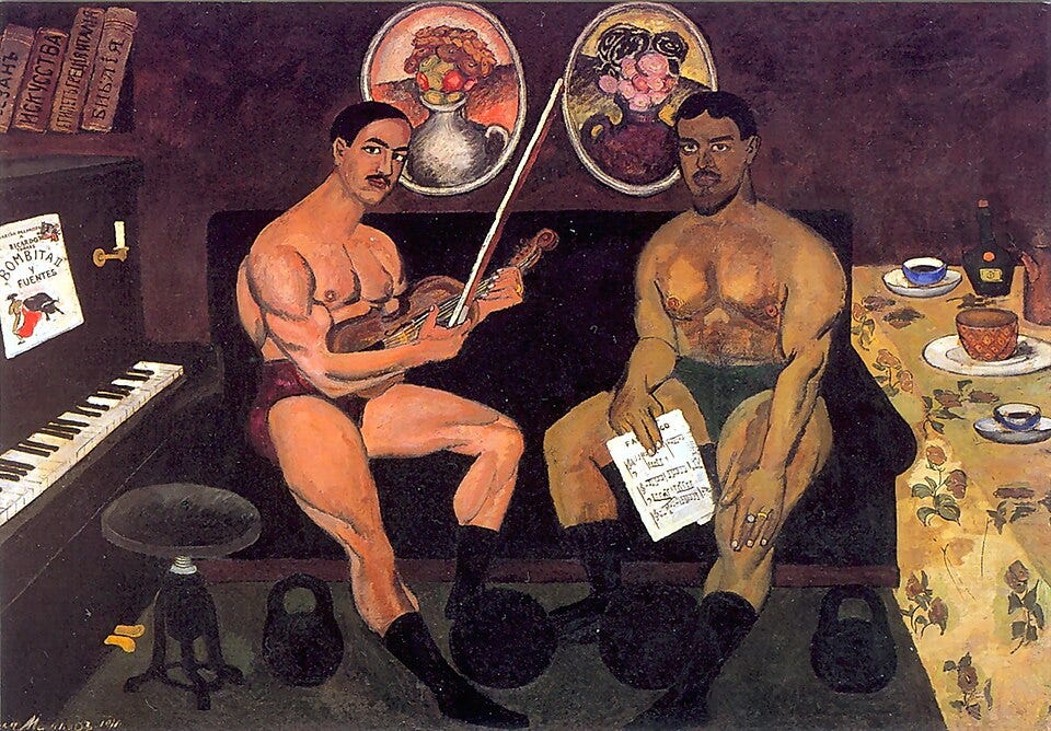 File:Self-portrait with Pyotr Konchalovsky by Ilya Mashkov.jpg