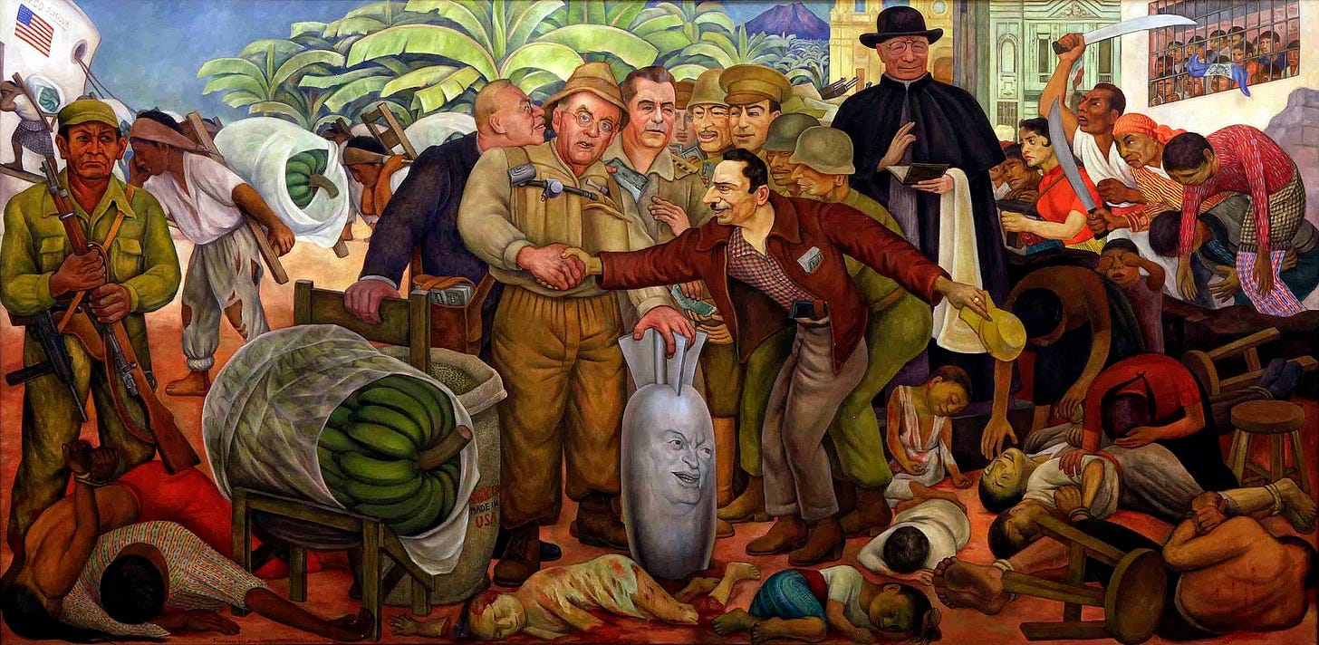 Diego Rivera’s 1954 mural ‘Gloriosa Victoria’ shows a U.S. military helicopter hovering over Central America, CIA agents distributing cash to collaborators, and Indigenous civilians crushed under boots labeled ‘Made in USA.’ A banner reads ‘Glorious Victory’ ironically, critiquing Cold War imperialism. Diego Rivera’s 1954 mural ‘Gloriosa Victoria’ shows a U.S. military helicopter hovering over Central America, CIA agents distributing cash to collaborators, and Indigenous civilians crushed under boots labeled ‘Made in USA.’ A banner reads ‘Glorious Victory’ ironically, critiquing Cold War imperialism.