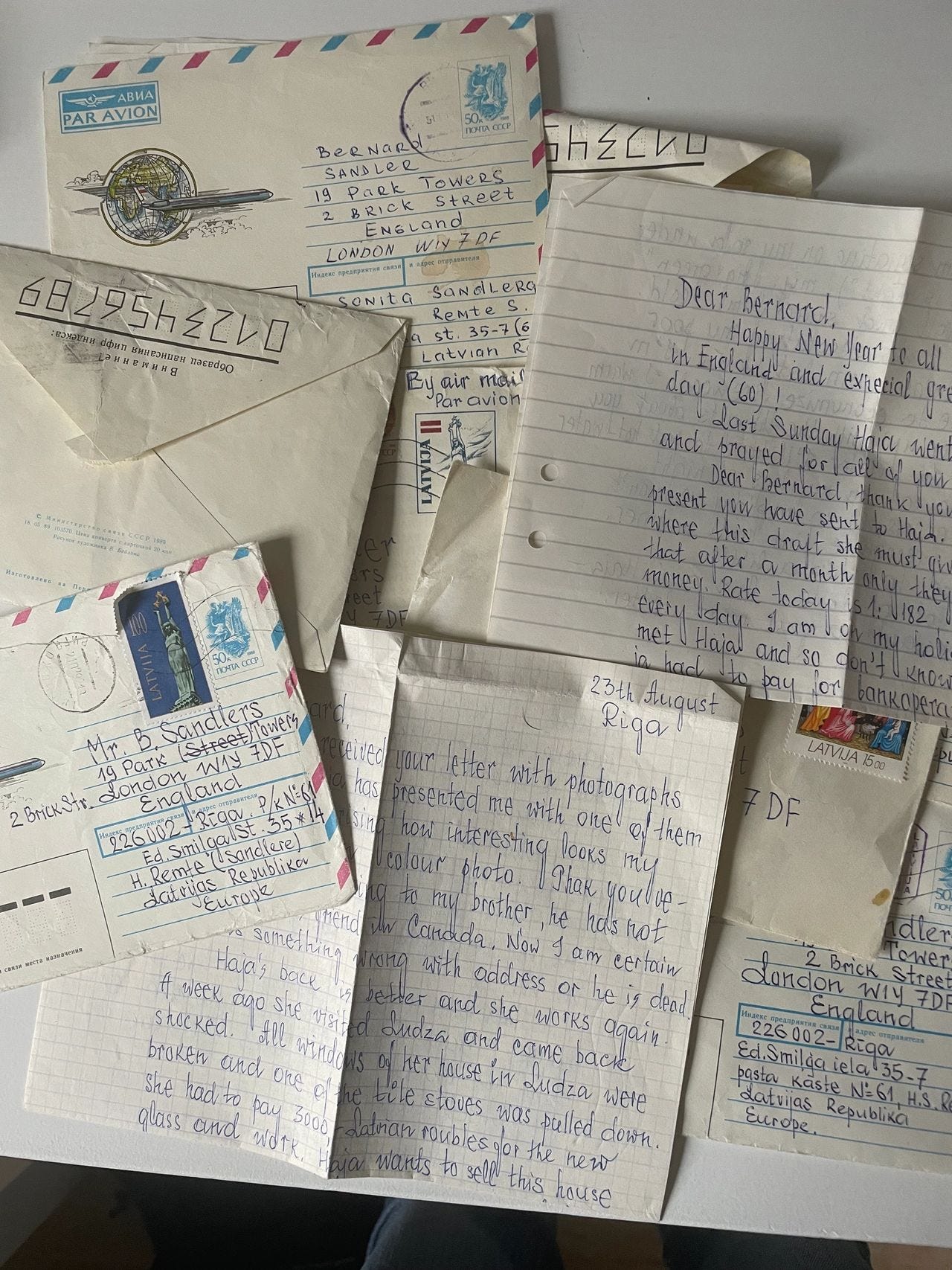 Letters from my cousin Haja in Riga to my grandfather Bernard (c.1992). Written with the help of a friend, they reveal life in post-Soviet Latvia and the enduring bonds of family.